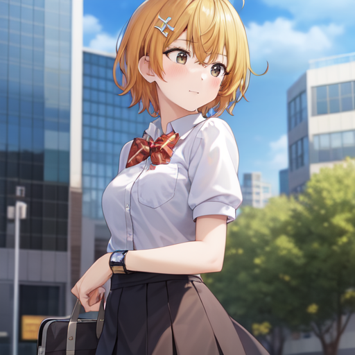 02416-2015005679-(masterpiece, best quality_1.2),illustration,8k,hd,city,1girl,solo,1girl,solo,blush,short_hair,skirt,blonde_hair,shirt,hair_orna.png